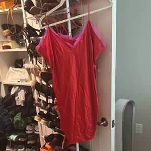 Parade Red and Pink Slip Dress